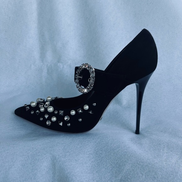 NWB Sebastian Milano Black Heels with Crystal Embellishments 9 US - Picture 2 of 16